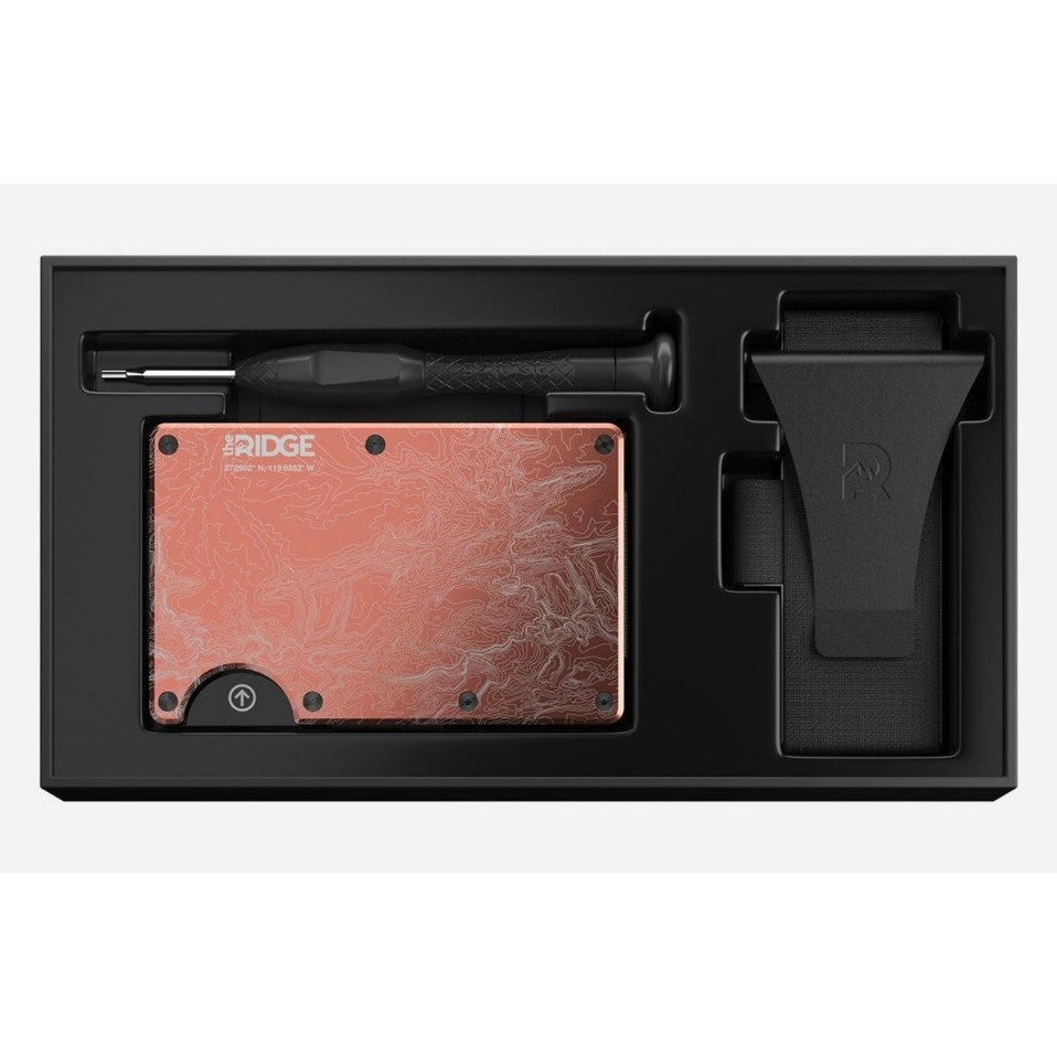 Ridge Wallet Aluminum, Topographic The Narrows, Cash Strap & Clip