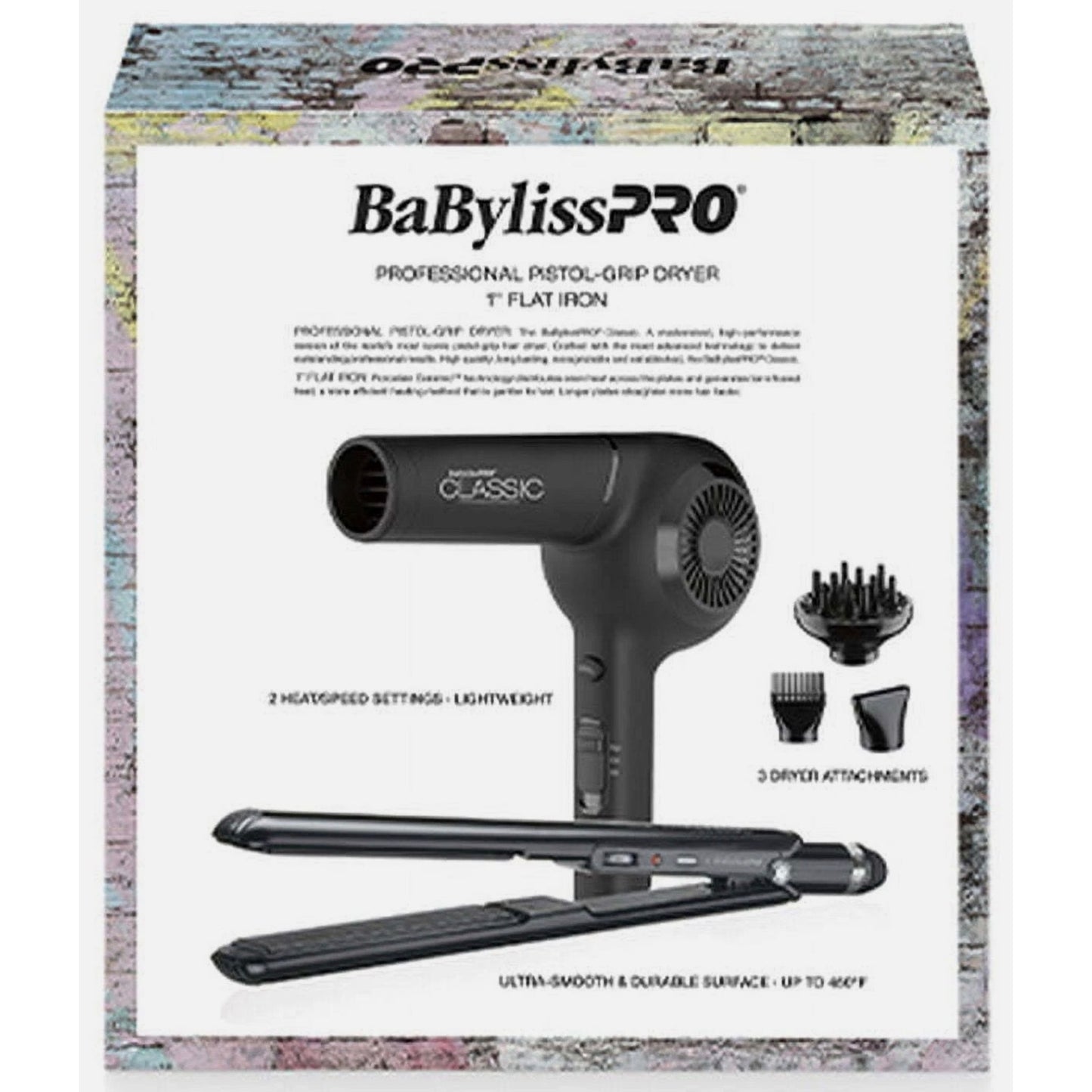 BabylissPRO Limited Edition Pistol Grip Dryer 1875W & 1" Flat Iron BPPP4UC