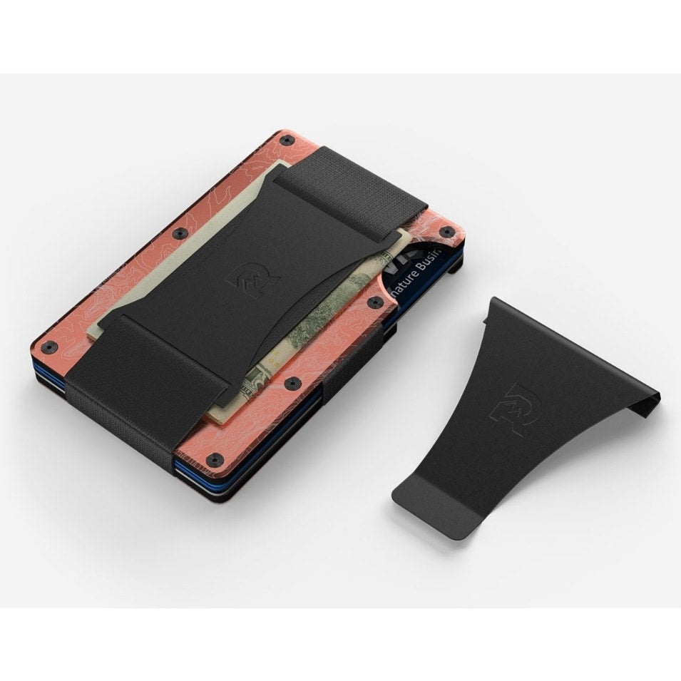 Ridge Wallet Aluminum, Topographic The Narrows, Cash Strap & Clip