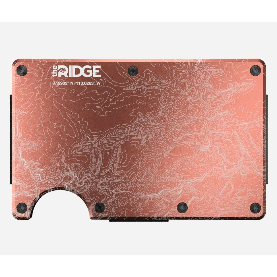Ridge Wallet Aluminum, Topographic The Narrows, Cash Strap & Clip