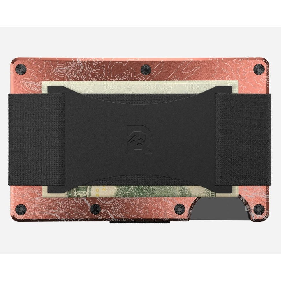 Ridge Wallet Aluminum, Topographic The Narrows, Cash Strap & Clip