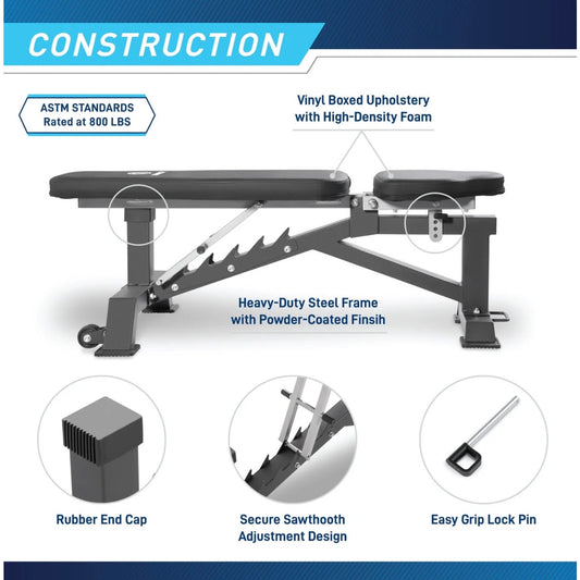 Marcy Deluxe Utility Weight Bench Adjustable, Heavy-Duty, Full-Body Workout
